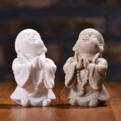 Sandstone Little Monk Desktop Decoration Cute figure figurines Resin handmade sculpture Home living room bedroom mini statue