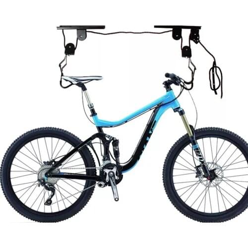 Bicycle Hoist Garage Storage Bike Lift Pulley System with 60kg Bearing Overhead Bike Rack Heavy Duty Ceiling Bicycle Hanger