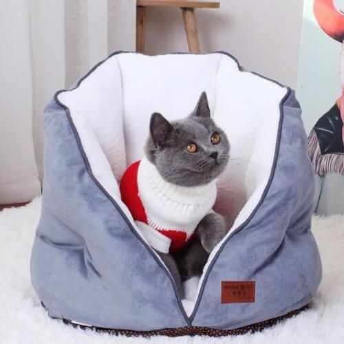 Semi-Closed Pet Cat Dog Bed Litter Kennel Soft Non-Slip Sleep Comfortable Cat Dog Mat Washable Breathable Four Seasons Universal