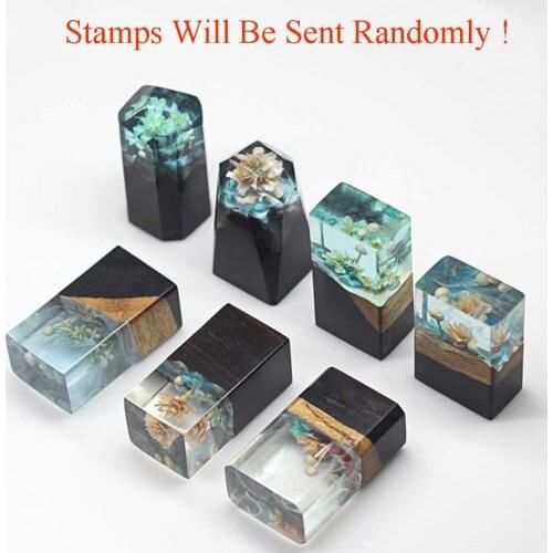 Randomly Mystery Blind Lucky Box Wood Resin Handmade Custom English Chinese Name Seal Stamp Gift For Kid Student Teacher Painter