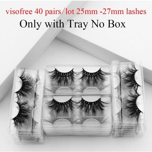 Visofree 40pairs 25MM Lashes 3D Mink Lashes with Tray No Box Long Mink Eyelashes Dramatic Volume Eyelashes Thick False Eyelashes