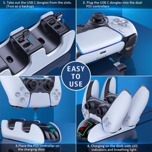 PS5 Controller Charger Fast Charging Dock for PS5 Controllers Stand with LED Indicator for SONY PlayStation 5 Gamepad