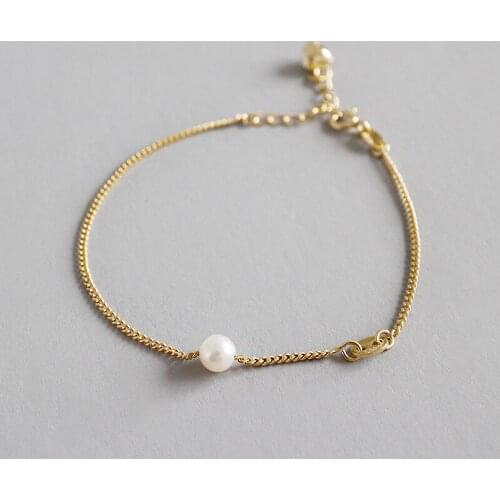 Elegant Gold-plated Pearl Bracelet for woman Chain silver 925 jewelry 16cm Adjustable with Extension 3cm Love bracelet Girls
