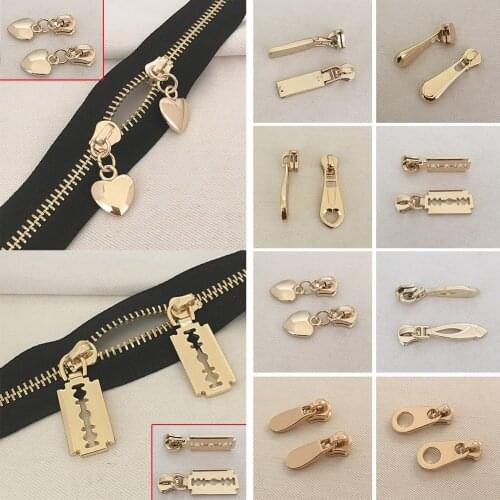 1 pc high quality Metal gold and silver Zipper Slider Head Puller DIY Handwork Replacement Universal Bag Luggage zipper slider