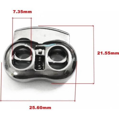 10 Pieces Metal Bean String Cord Locks 2 Big Hole Toggle Spring Clasp Stop