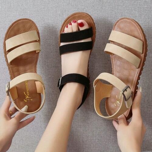 2021 Korean Womens Sandals Summer New Arrival Fashion Flat Shoes Womens Leisure Outdoor Velcro Sandals Female Soft Sandals