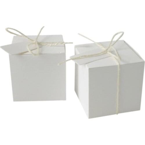 50pcs Square Kraft Paper Cardboard Candy Box DIY Biscuit Favor Gifts Boxes Baby Shower Birthday Wedding Christmas Party Decor