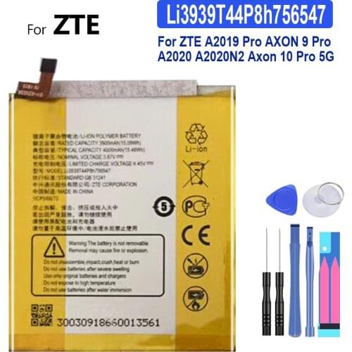 4000mAh Battery Li3939T44P8h756547 For ZTE A2019 Pro AXON 9 Pro A2020 A2020N2 Axon 10 Pro 5G