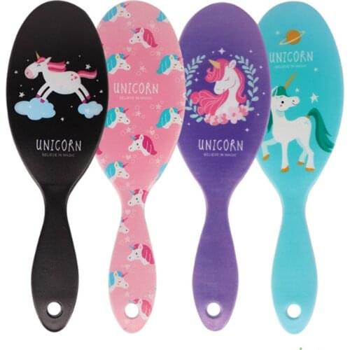 Cute Unicorn Animal Anti-static Hair Brush Massage Comb Shower Wet Detangle Hair Brush Salon Hair Styling Tools Four Colors