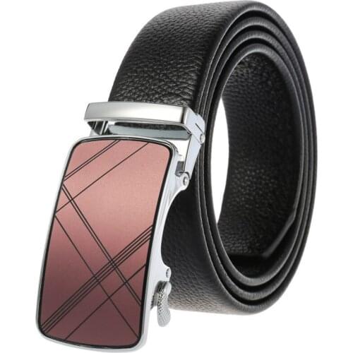 Brand Fashion Automatic Buckle Genuine Leather Strap Belts Men Top Quality Automatic Buckle Belts Split Leather belt LY136-1326