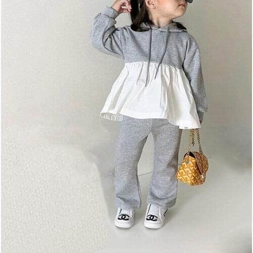 Childrens new Korean suit girls loose sports style hoody dress flared pants suit toddler girl winter clothes