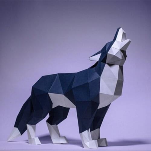 DIY Wolf Paper Craft Low Poly 3D Paper Model Wolf Sculpture Model Adult Gift Toys Party Photography Props Manual Puzzle Toys
