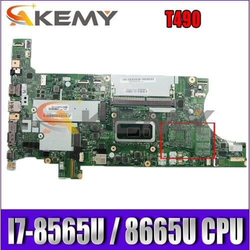 For Lenovo ThinkPad T490 laptop motherboard NM-B901 W/ I7-8565U / 8665U CPU 8GB RAM FUR 02HK938 01YT396 100% test work Mainboard