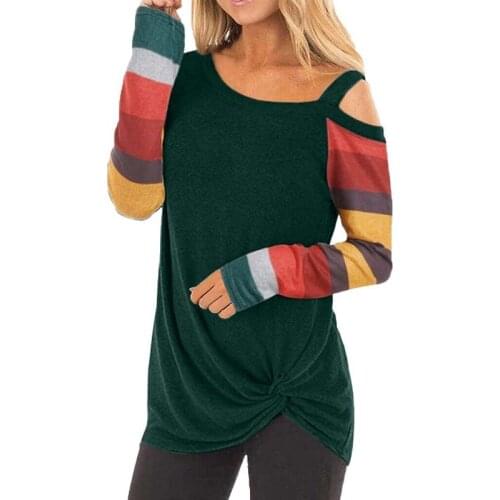 Summer Striped Off Shoulder T Shirt Women Fashion Skew Collar Long Sleeve Oversized Tops Casual Loose Tee Shirt Femme Ropa Mujer