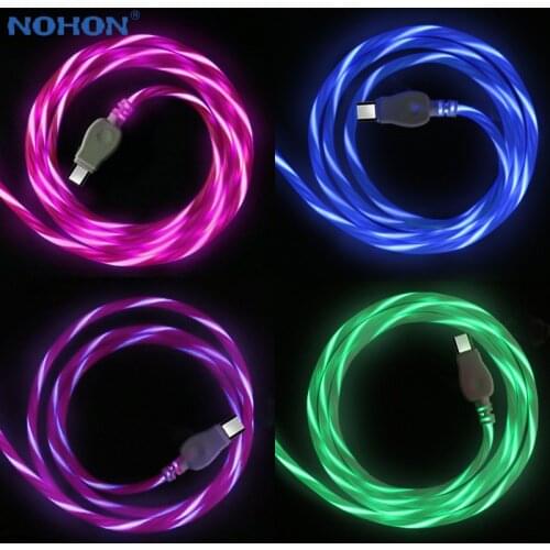 LED Data USB Type C Charger Cable For Android Xiaomi Mi 5 6 8 se Galaxy S8 S9 Plus Huawei P10 P20 Pro Fast Charging 1M Wire Cord