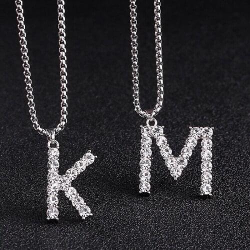 Fashion Crystal Letter Pendant Necklace 26 A-Z Alphabet Bling Rhinestone Choker Women Elegant Luxury Jewelry Gift Zircon Letter