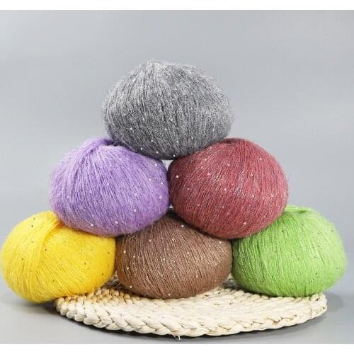 10pcs Mohair Sequined Yarn Skin-friendly Crochet Knitting Beads Thin Thread Wool Spring Summer Sweater Scarf Supplies Yarns