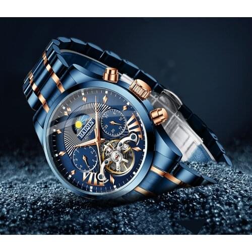 HAIQIN Blue Automatic mechanical Mens Watches Top brand luxury men watch wristwatch mens waterproof reloj hombre tourbillon New