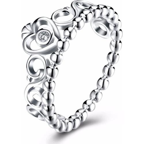 Real standard sterling silver jewelry luxury jewelry cute romantic heart ring creative personality crown ring birthday gift