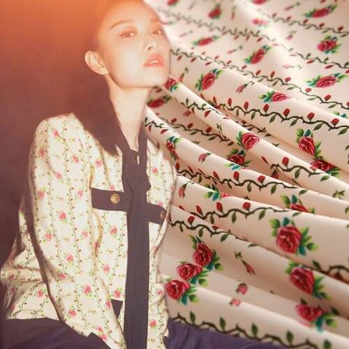 145cm wide new rose pattern digital printing polyester fabric spring and summer brand fashion clothing cloth wholesale