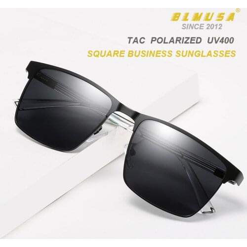 CLLOIO New Polarized Sunglasses Mens Classic Business Metal Glasses Fashion Brand Design Square Driving Sunglasses For Men UV400