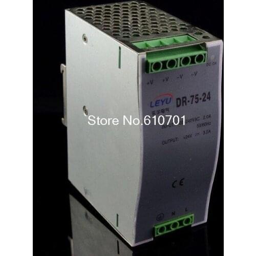 New 75W Din Rail Mounted 24VDC 3.5A Output Power supply DR-75-24