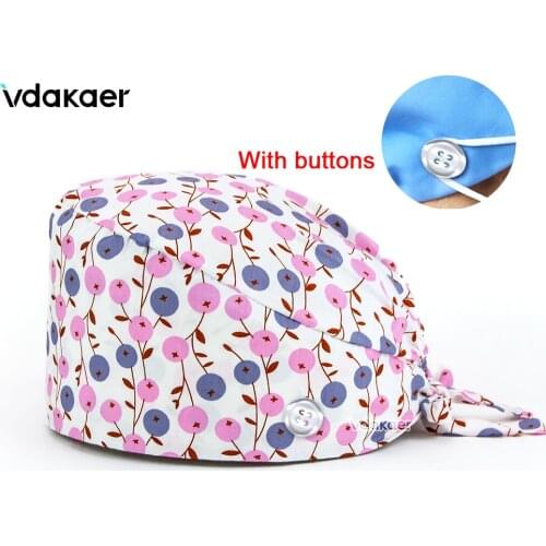 New high quality Unisex cotton printing hats adjustable scrubs hat beauty salon spa laboratory pet shop scrubs caps