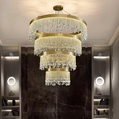 Postmodern Crystal Chandelier Lighting Nordic Villa Living Room Hall Crystal Light New Bedroom Dining Room Crystal Hanging Light