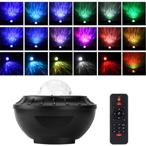 Projector Light Bluetooth Remote Control Music Night Lamp USB RGB Water Wave Projection Light