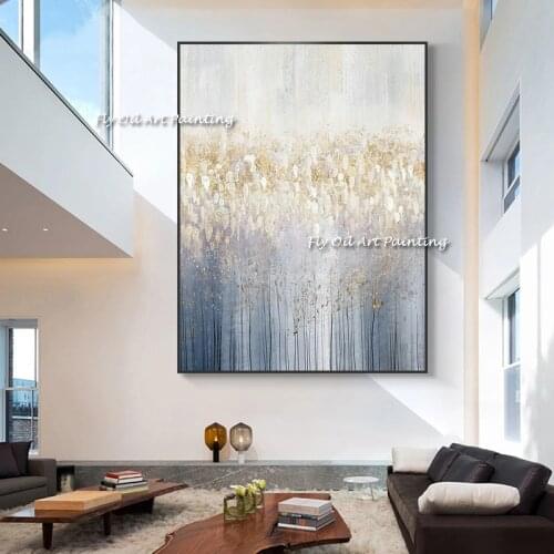 Hand Painted Abstract Oil Painting amazing gray White gray blue Abstract Unique Modern Canvas Wall Art Living Room