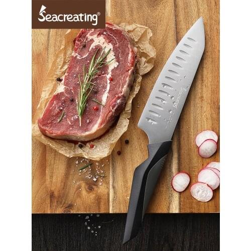 Seacreating Baltic Sea Series Santoku Knife Chef Knife 7 Inch Pro Kitchen Knife German Stainless Steel Japanese Vegetable Knife