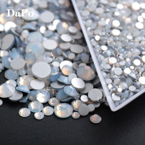 Ss3-ss30 Sizes Glass Crystal White Opal Color Nails Glitter Rhinestones Glass Strass Nail Art Rhinestone For Nail Art Decor