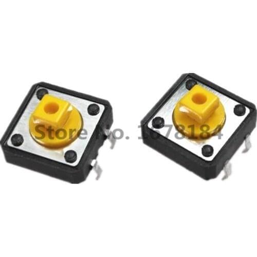 1000pcs 12*12*7.3 mm 4Pin Tactile Push Button Switch Tact Switch 12x12x7.3mm Yellow Head