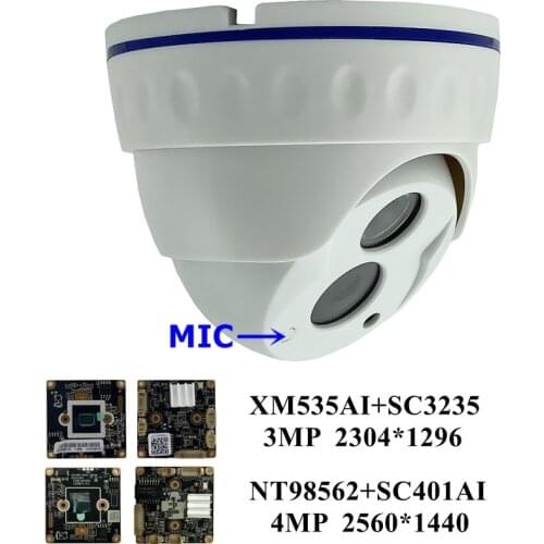 Built-In MIC 4/3MP IP Ceiling Dome Camera NT98562+SC401AI 2560*1440 Infrared IRC VMS XMEYE H.265 ONVIF Motion Detection Radiator