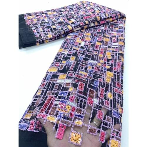 XIYA African French Tulle Sequins Lace Fabric 2021 High Quality Lace Material Nigerian Mesh Tulle lace Fabrics 4092B-1