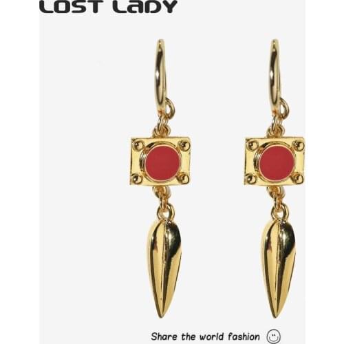 Lost Lady Vintage Long Geometric Tassel Dangle Earrings Gold Color Statement Earrings for Women Retro Female Party Jewelry