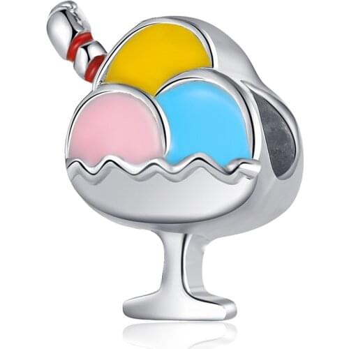 1Pcs New Cute Color Ice Cream Pendant DIY Beads Suitable for Original Pandora Charm Bracelet Ladies Jewelry Making Gifts