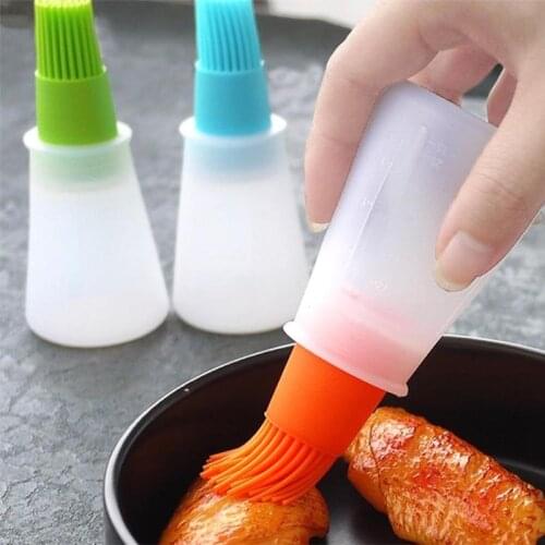 Silicone Oil Bottle With Brush Baking BBQ Basting Brush Pastry Oil Brush Kitchen Baking Honey Oil Barbecue Tools