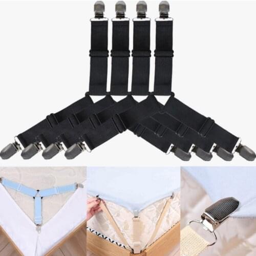 4pcs/Set Bed Sheet Grippers Adjustable Belt Elasticity Bedspread Buckle Crisscross Fastener Home Textiles Organize Gadgets