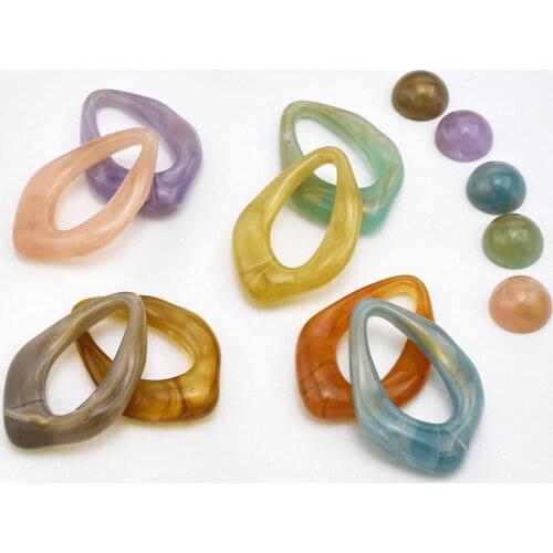 Spring style 50pcs/lot blooming effect print geometry rounds/Water droplets shape resin beads diy jewelry earring accessory