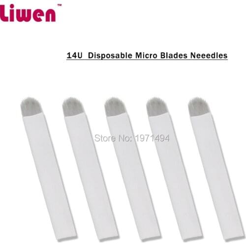 New sale 500pcs disposable sterile microblading needles 14pin U shape for manual permanent makeup tattoo pen