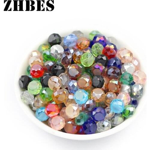 5x8MM 50pcs AB Color Flat Round Bread Shape Austrian Crystal Glass Spacer Loose Beads For DIY Jewelry Making Bracelet Findings