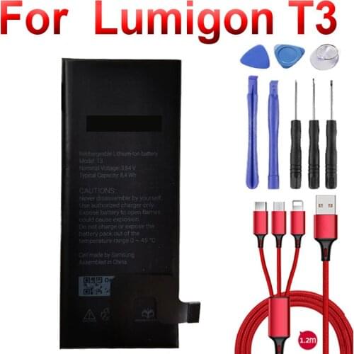 8.4Wh T3 Battery For Lumigon t3 Mobile Phone Batteries +USB cable+toolkit