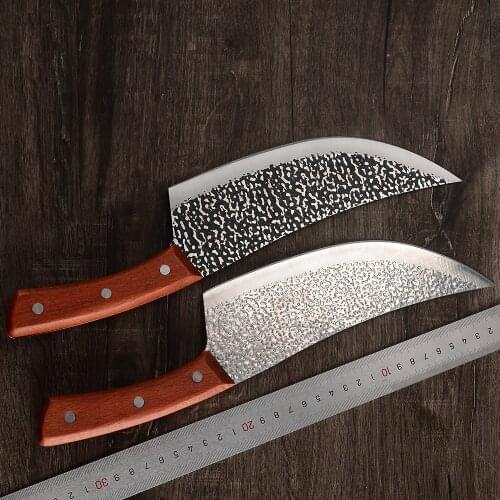 8 Inch Chef Knife Butcher Boning Knife Forged Kitchen Slicing Camping Serbian Handmade Full Tang Wood Handle Knifes Cooking