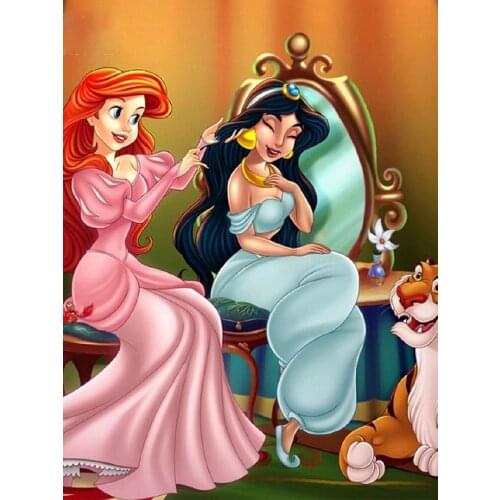 5D DIY Diamond Painting Disney Aladdin and The Little Mermaid Diamond Embroidery Exquisite Exclusive Handicraft Home Decoration