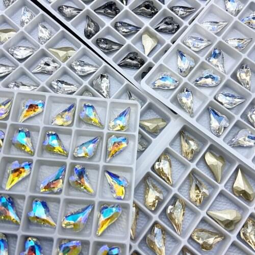 Glitter Love Rhinestones Crooked heart Glass Crystal Nail Art Decorations Nails Gemstone Flat Back Charm Diamonds for Accessorie