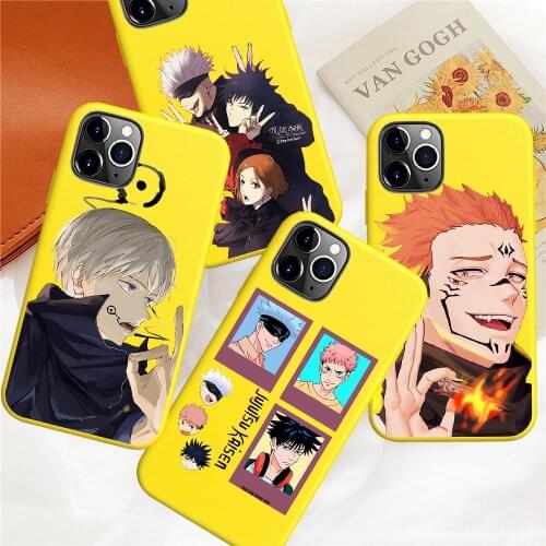 Cartoon Etui Anime Jujutsu Kaisen Yuji Itadori Fushiguro Megumi Funda Phone Case for Iphone 12 11 Pro X Xs Max XR 7 8 Plus Cover
