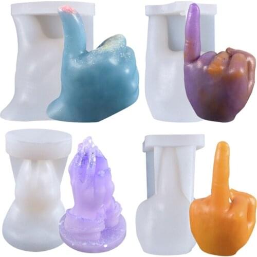 E56A Gesture Candle Epoxy Resin Mold Fingers Aromatherapy Plaster Silicone Mould DIY Crafts Jewelry Home Decoration Casting