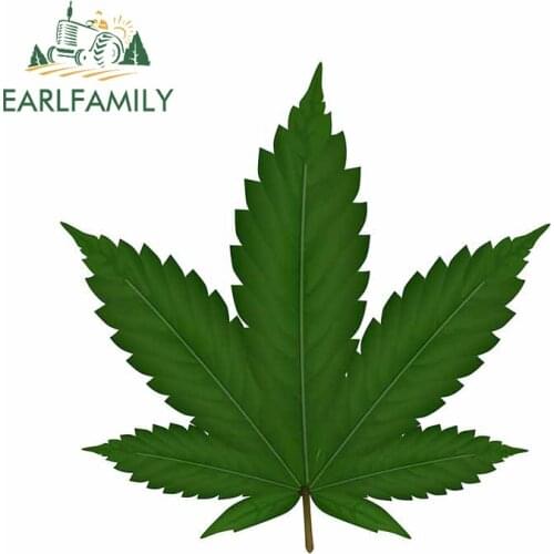 EARLFAMILY 13cm x 12.8cm for Hemp Leaf Green Anime Decal Surfboard Cartoon Car Stickers Windshield Waterproof Bumper Decoration