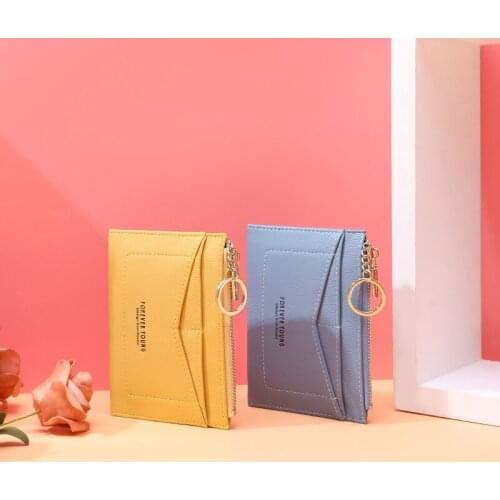Forever Young 2019 Card Holder Female Leather Zipper Coin Money Wallet Women Small Bank/ID/Credit Card Slots High Quality Girls